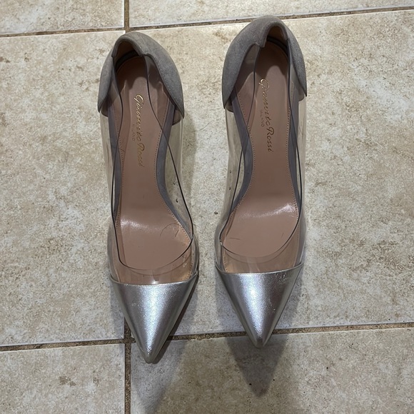 $815 Gianvito rossi plexi 100 silver size 361/2 - Picture 2 of 10
